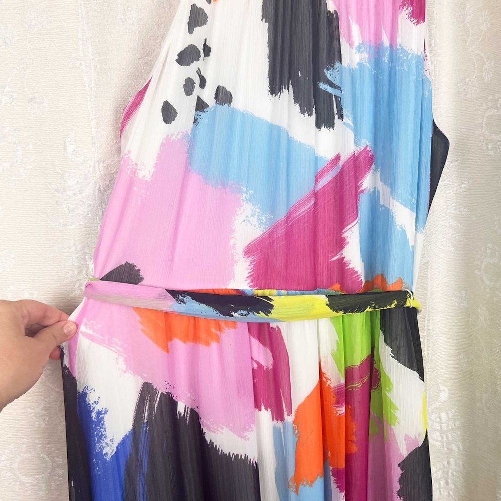 DKNY abstract rainbow print halter midi dress - Picture 5 of 12